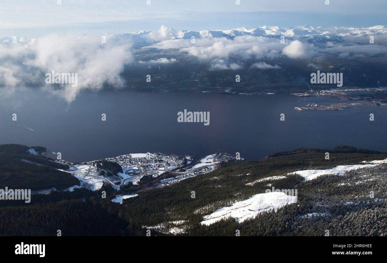 The Haisla First Nation's Kitimaat Village is seen in an aerial view along the Douglas Channel