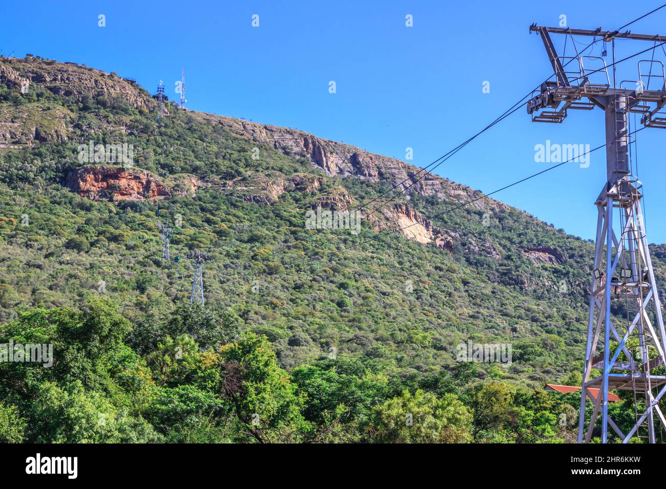 Hartbeespoort Aerial Cableway, Cable car going up Magaliesberg mountain, North West Province