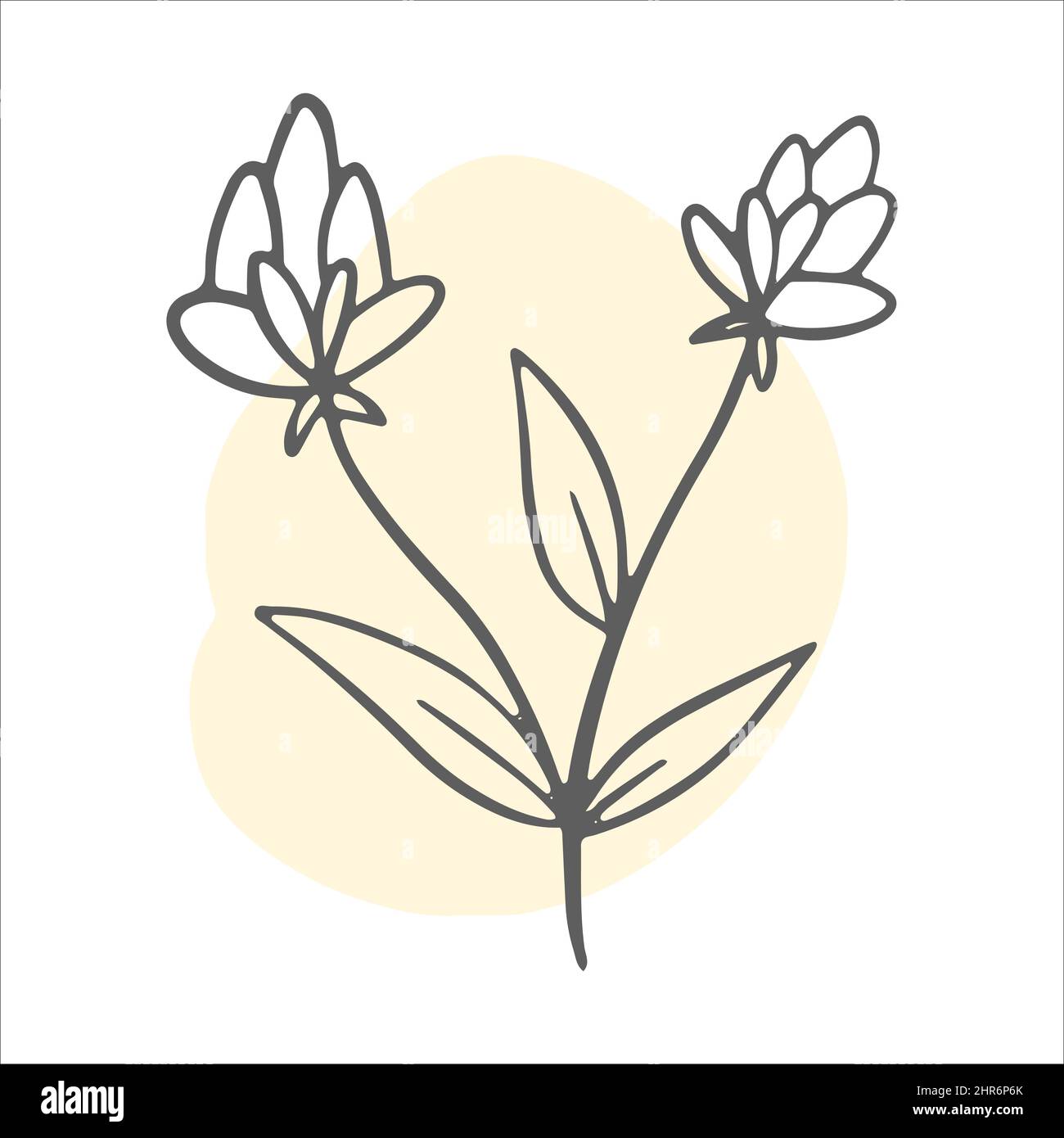 Flower line nature icon vector. Single line wildflowers. Trendy spring ...