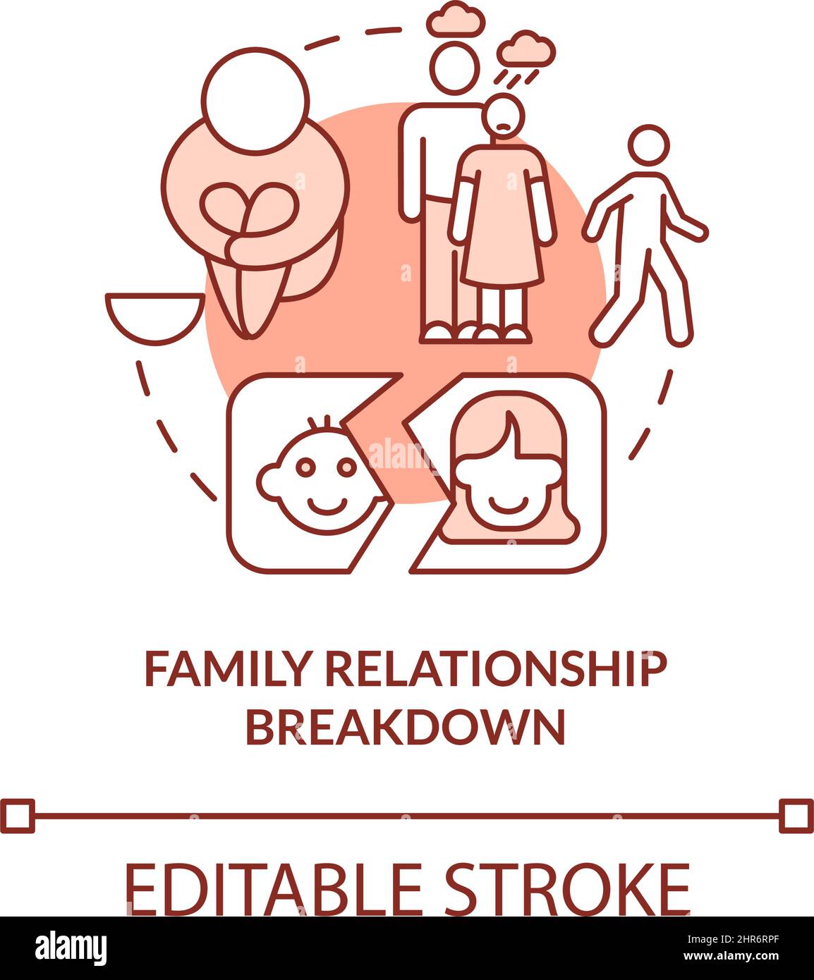 Family relationship breakdown terracotta concept icon Stock Vector ...