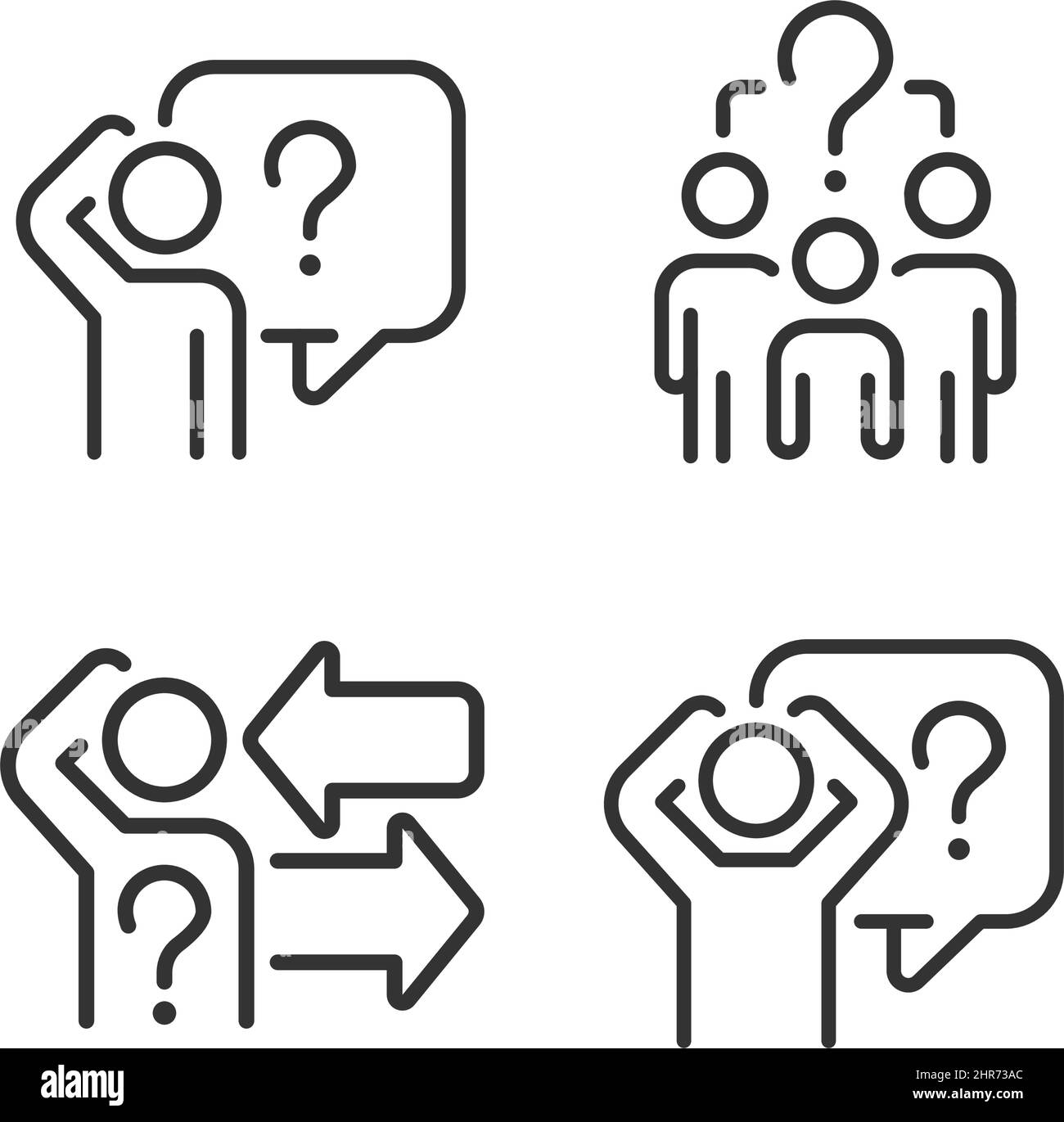 Asking and answering questions linear icons set Stock Vector Image ...
