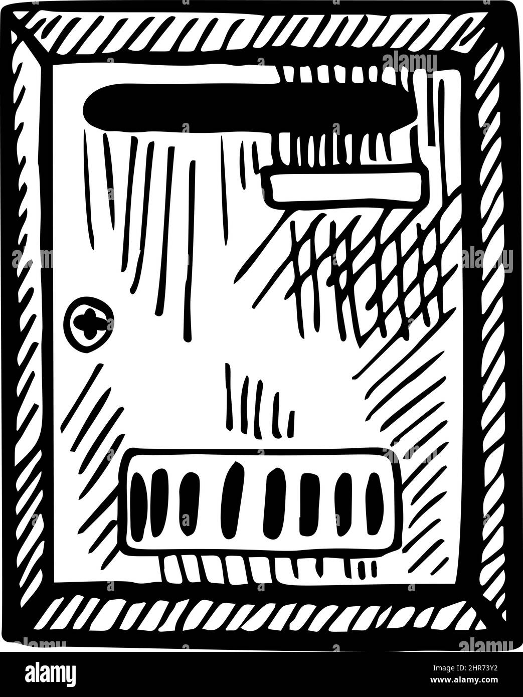 Mailbox sketched isolated. Vintage letterbox in hand drawn style
