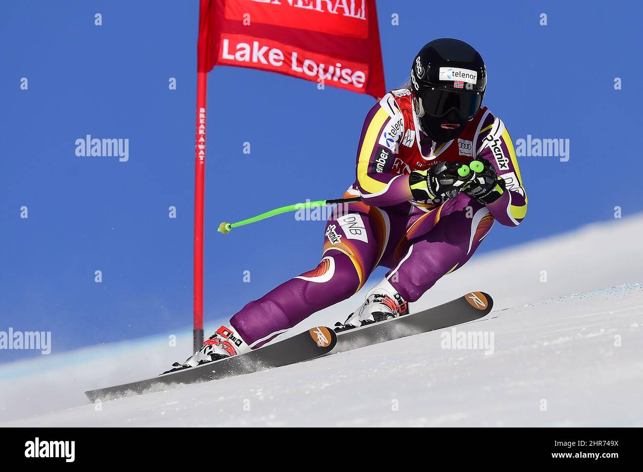 Ragnhild Mowinckel of Norway races down the hill during the second