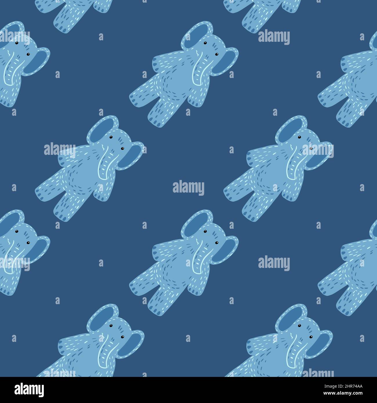Cute elephant toy seamless pattern. Funny child playthings in doodle ...