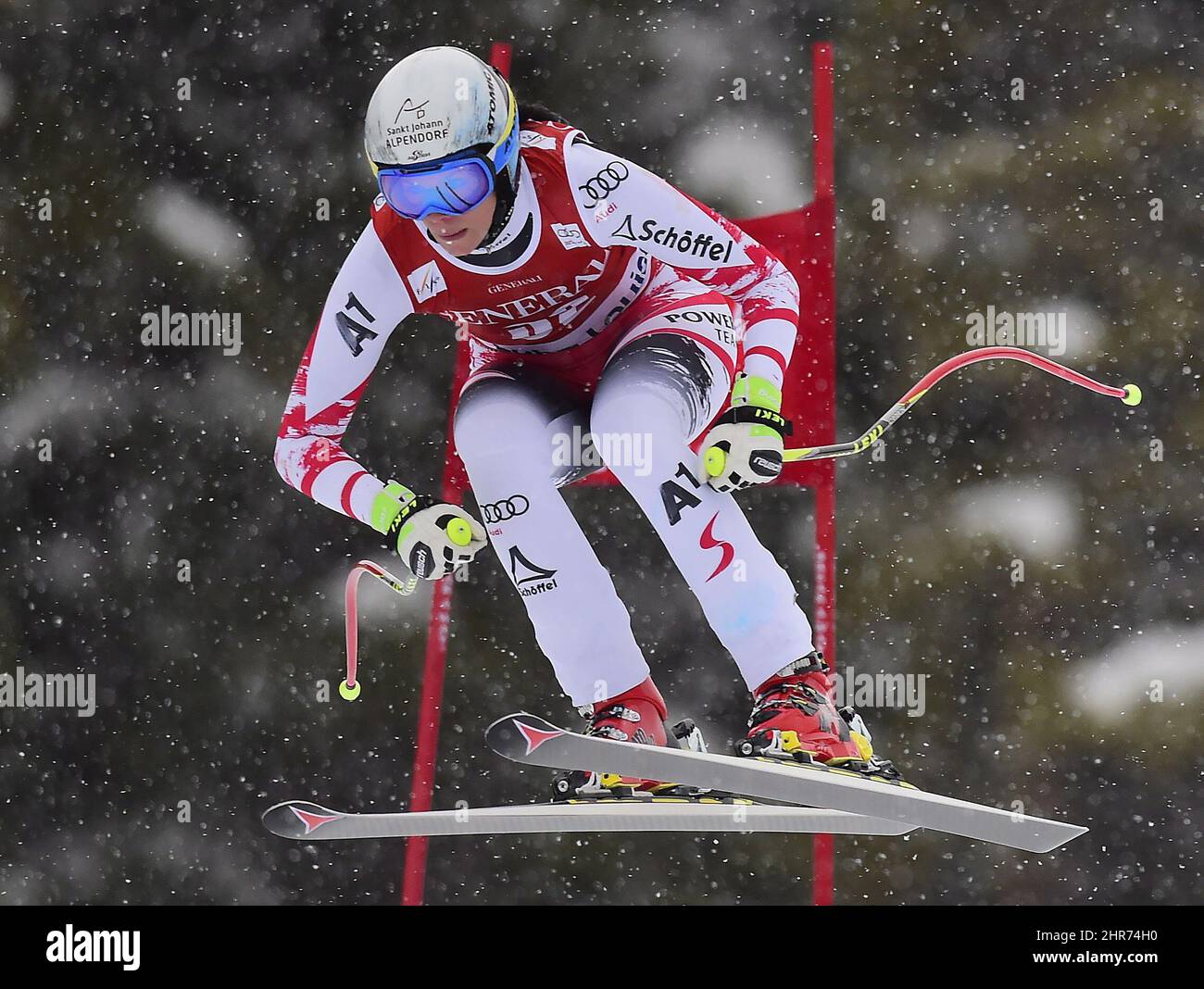 Mirjam Puchner of Austria races down the hill during the women's World