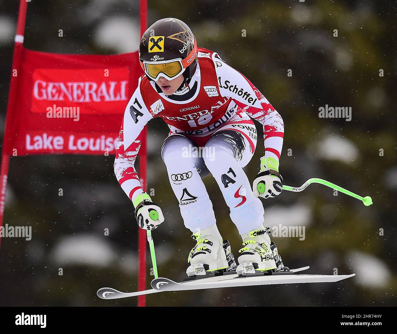 Anna Fenninger of Austria races down the hill during the women's World
