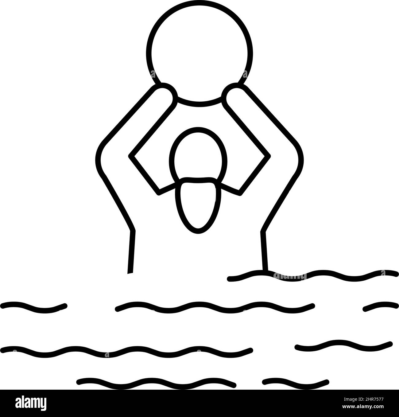 swimming exercise for elderly people line icon vector illustration