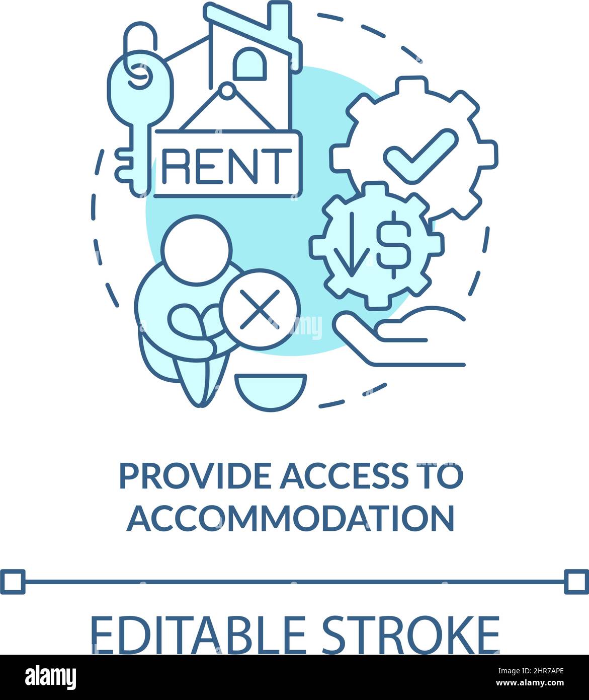 Provide access to accommodation turquoise concept icon Stock Vector