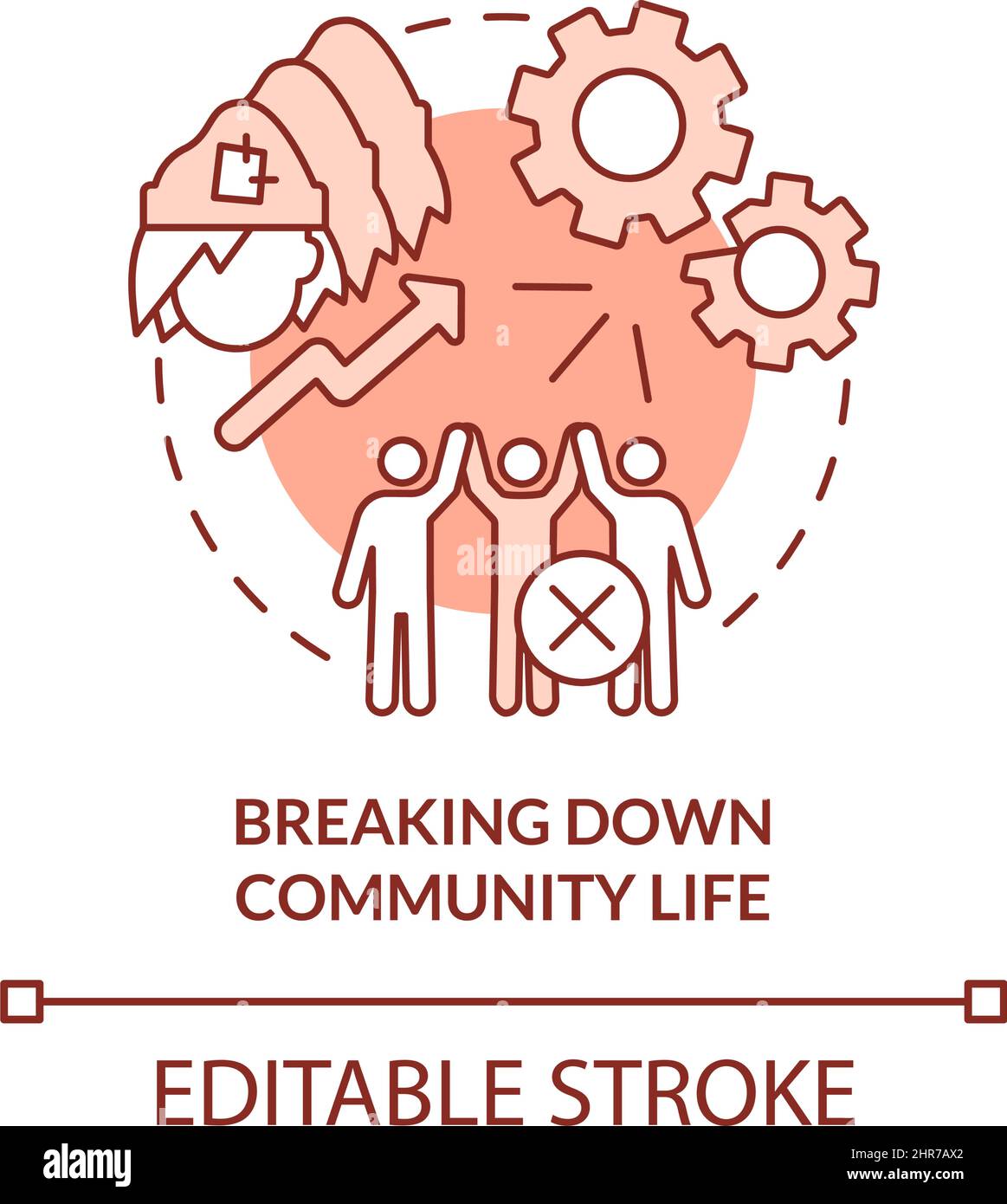 Breaking down community life terracotta concept icon Stock Vector Image ...