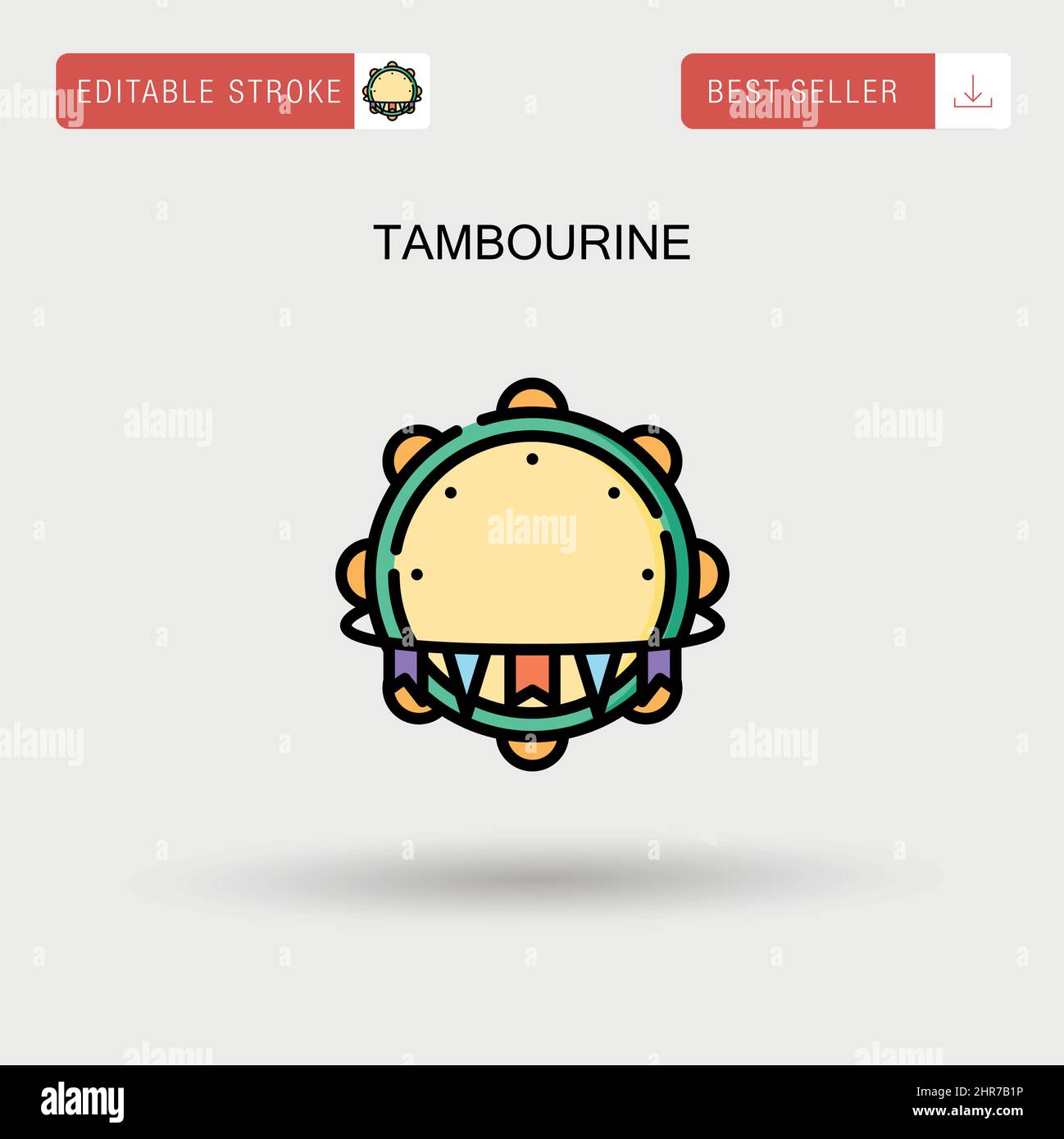 Tambourine Simple vector icon. Stock Vector