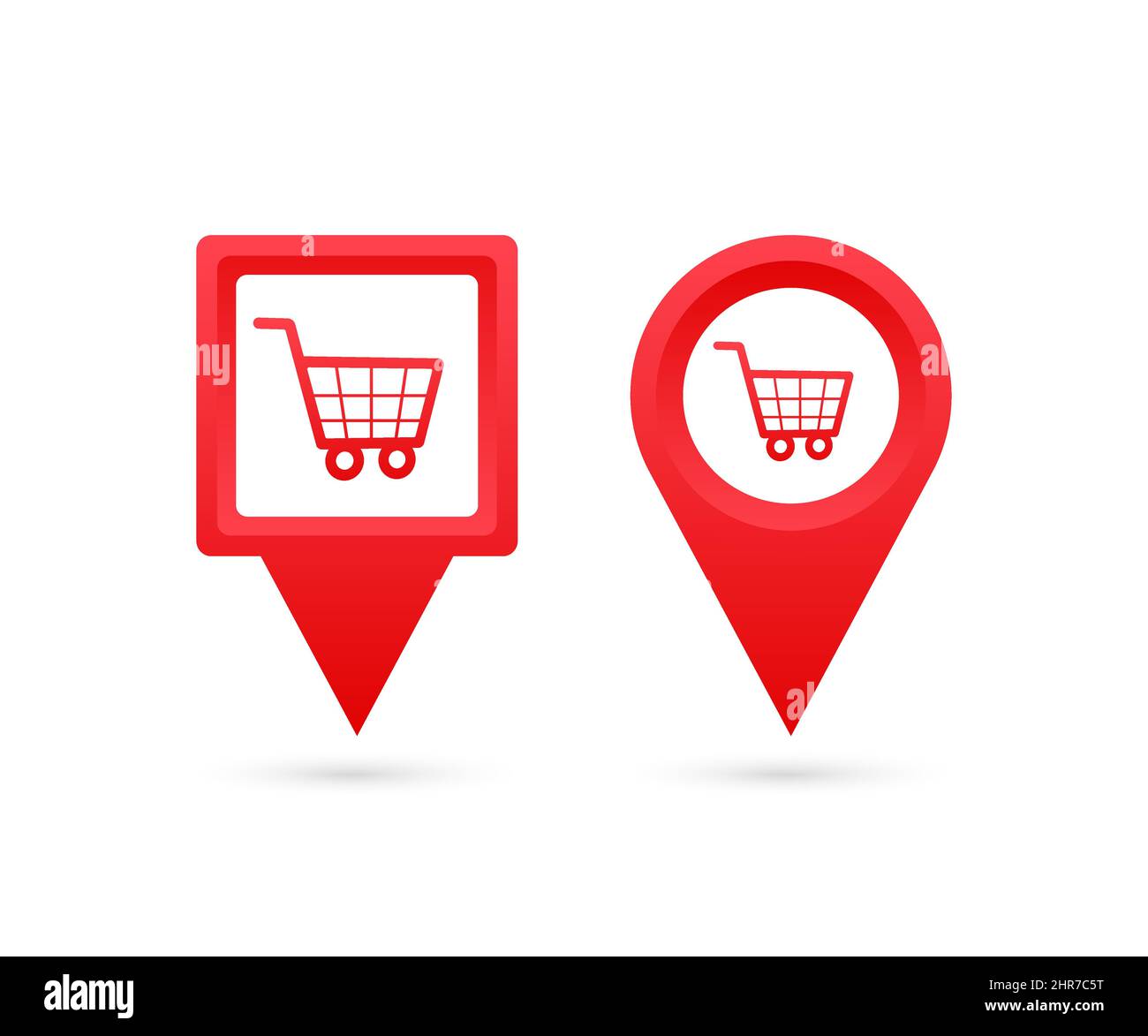 Map pointer with store. Pin Point Shop. Vector stock illustration. Stock Vector
