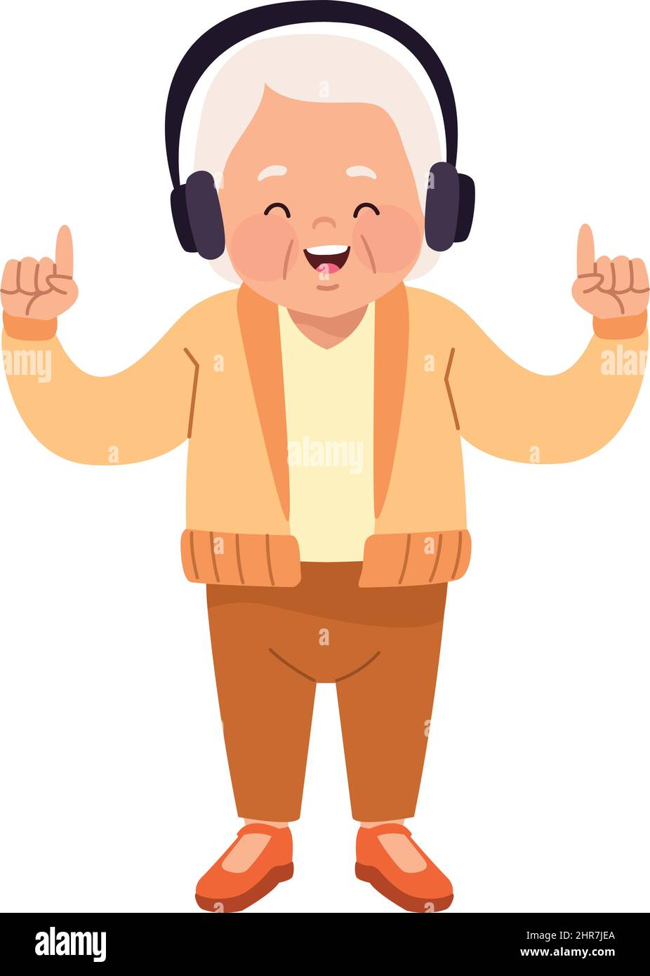 grandmother with headphones Stock Vector Image & Art - Alamy