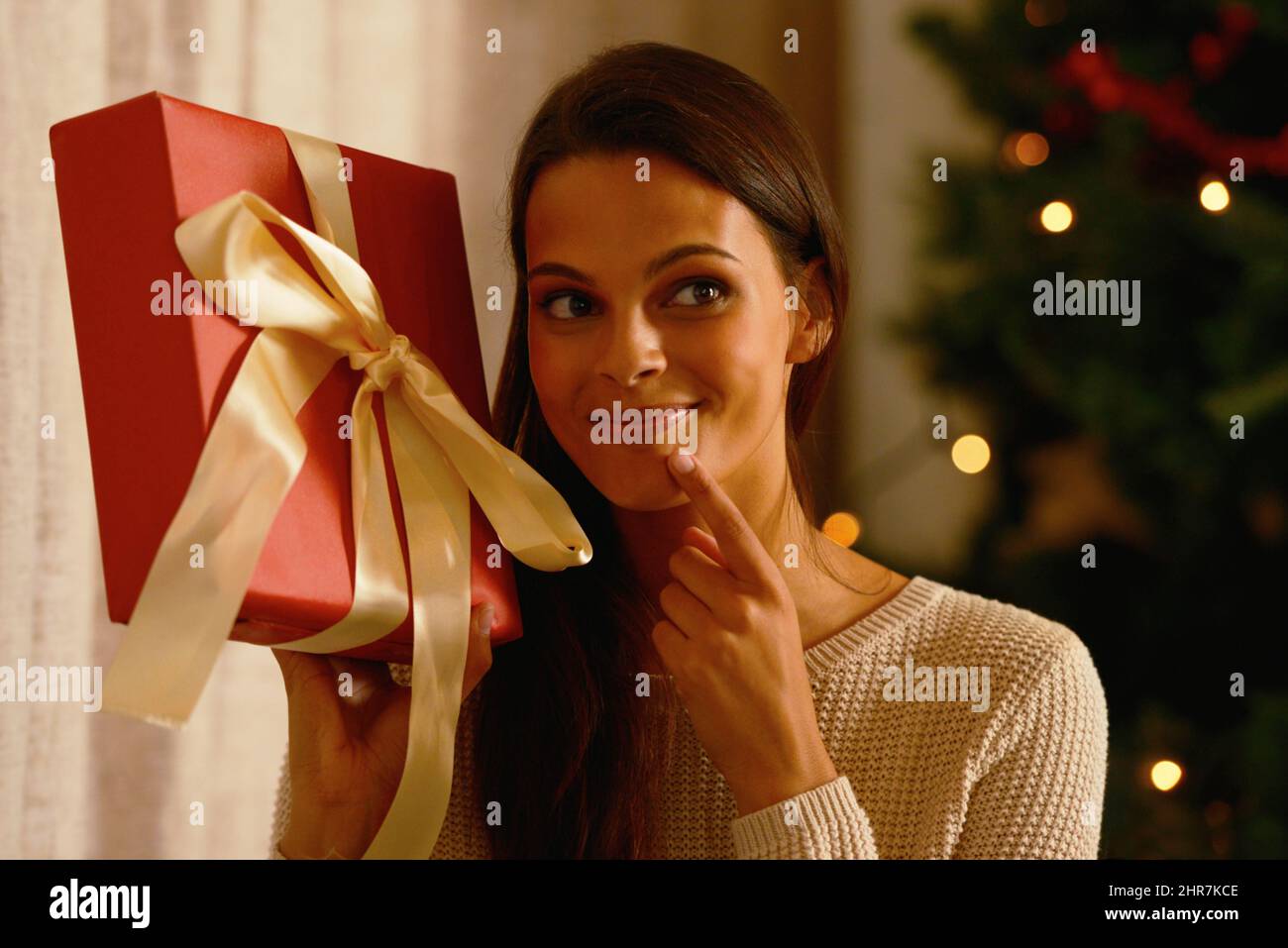 All I want for Christmas is you. Portrait of an attractive female(02)