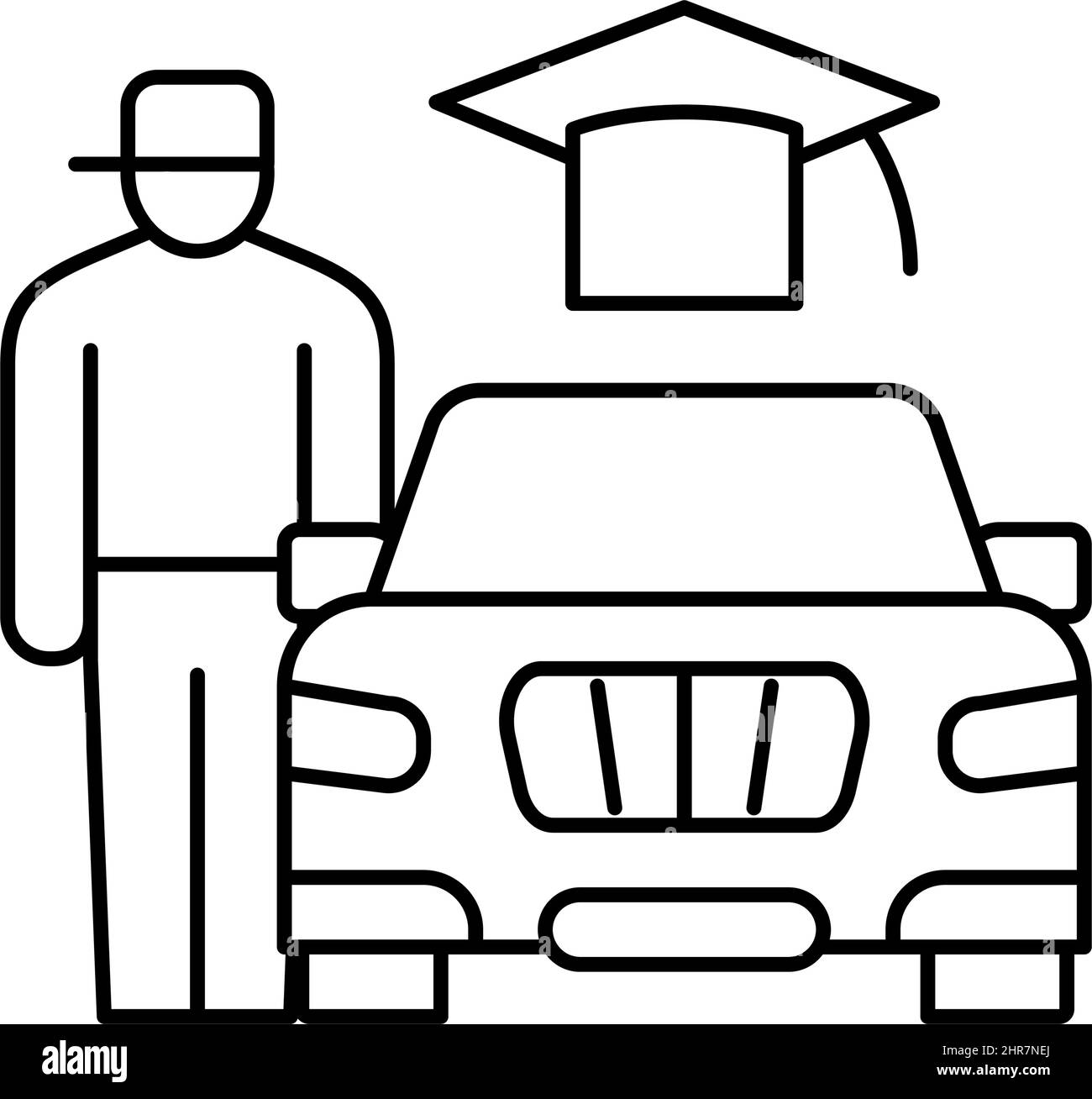 driving Lessons for teens line icon vector illustration Stock Vector