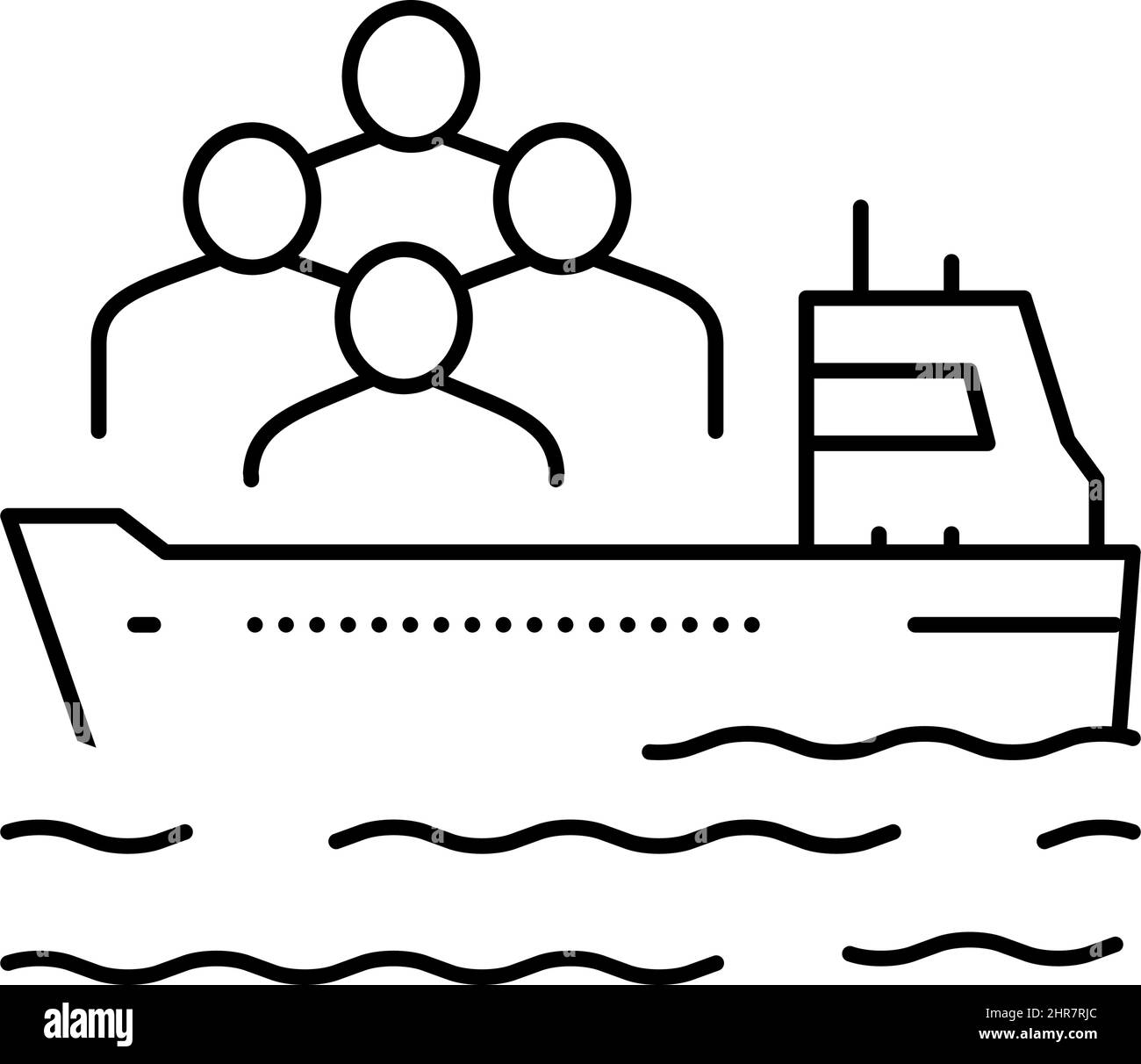ship transportation refugee line icon vector illustration Stock Vector