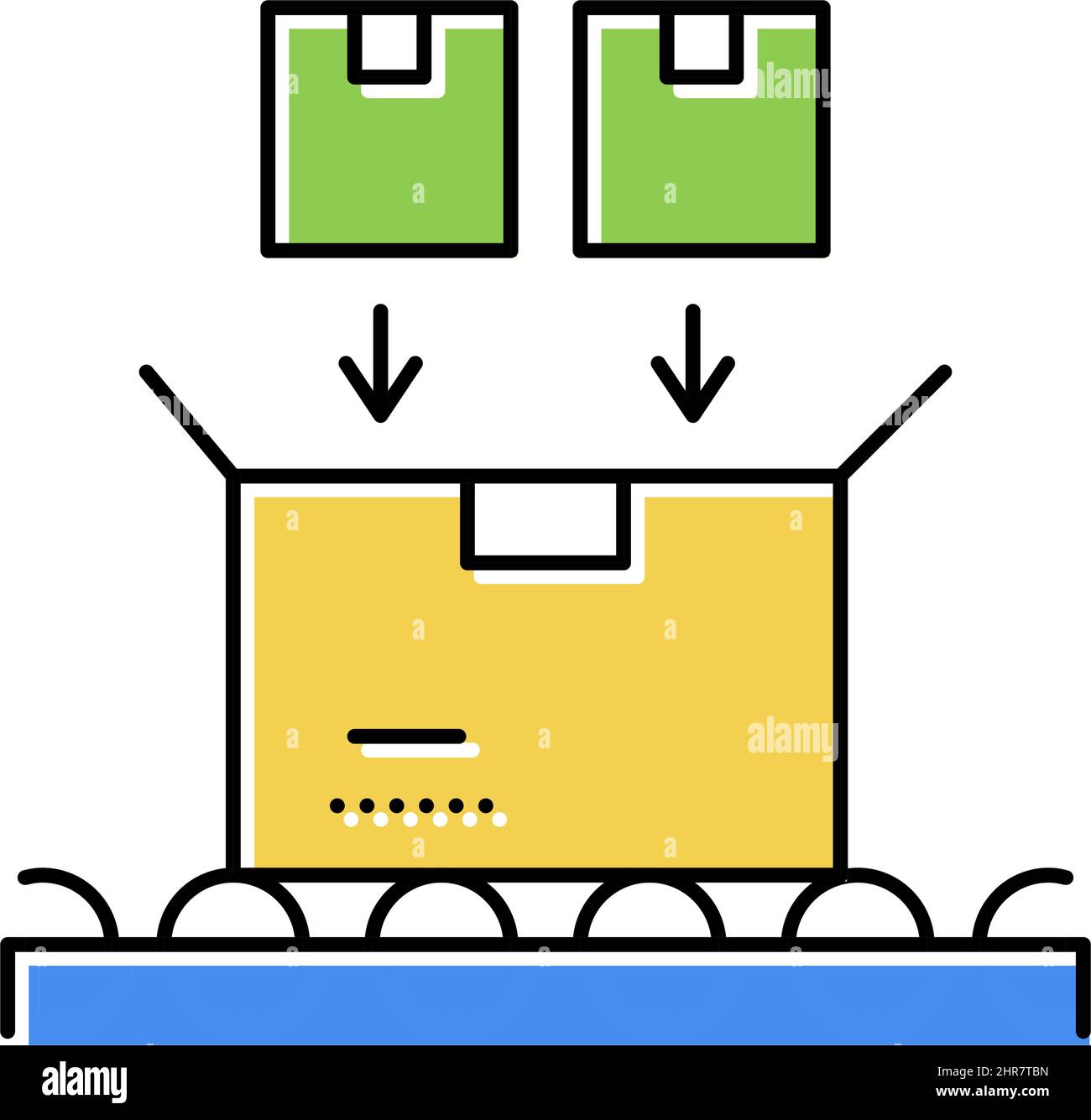 filled product boxes packing in container color icon vector ...