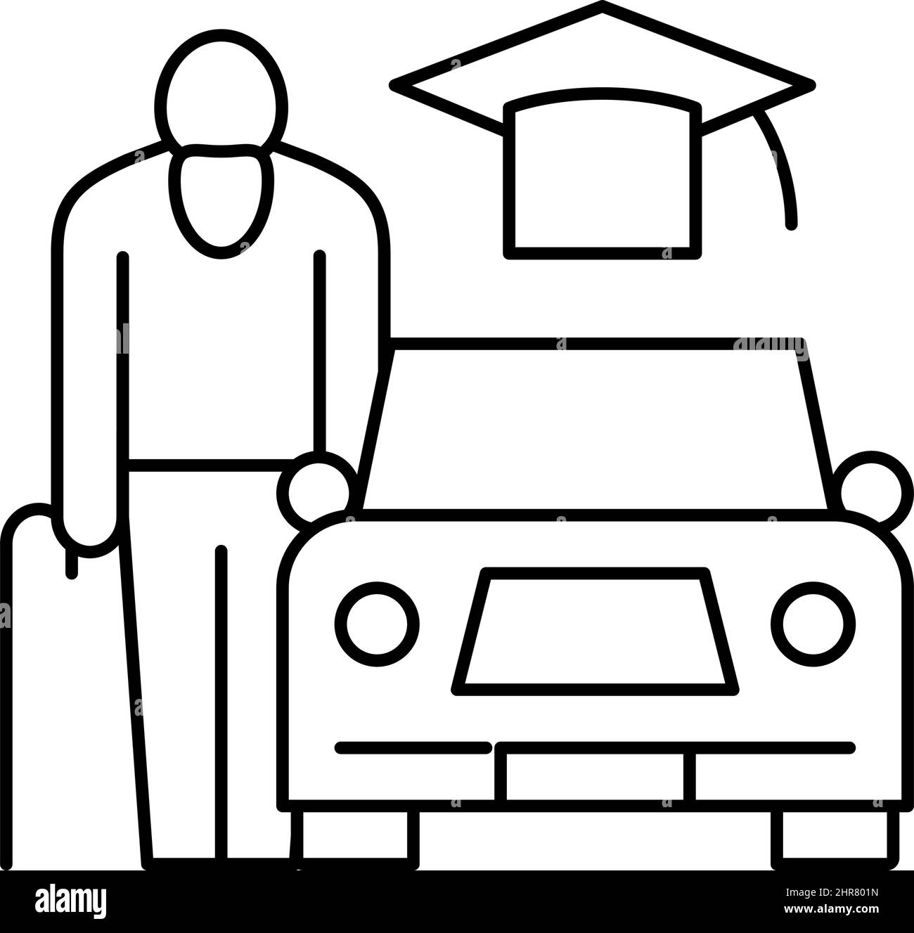 driving lessons for seniors line icon vector illustration Stock Vector