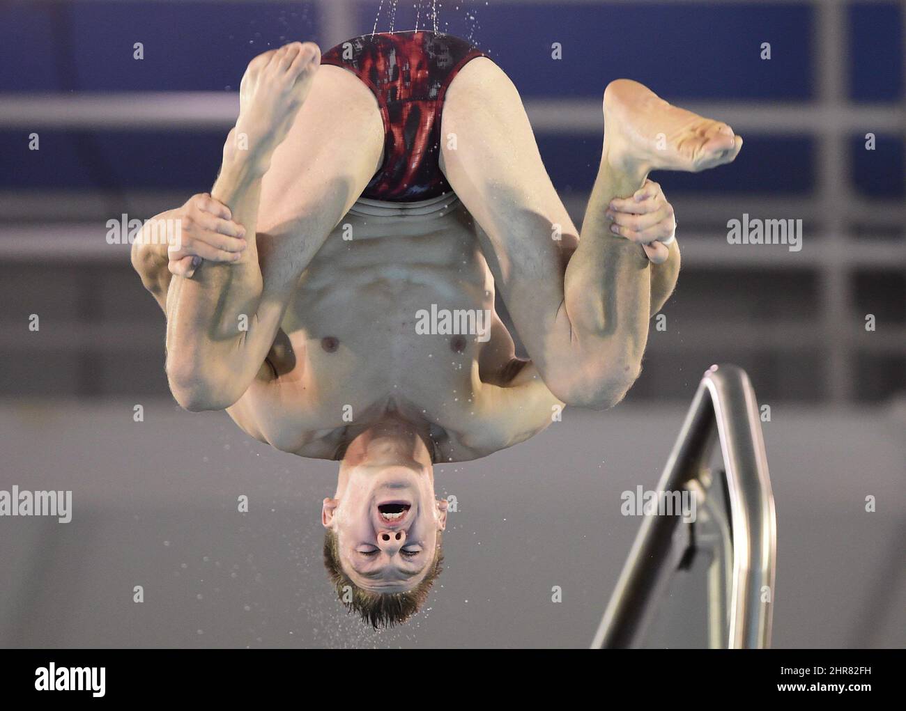 Vincent Riendeau of Canada performs in the men's 10-meter platform ...