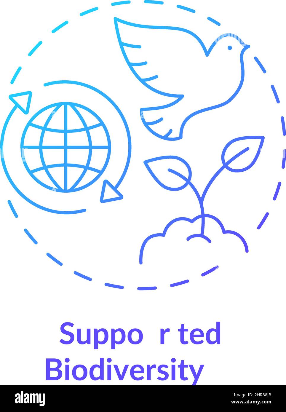Supported biodiversity blue gradient concept icon Stock Vector