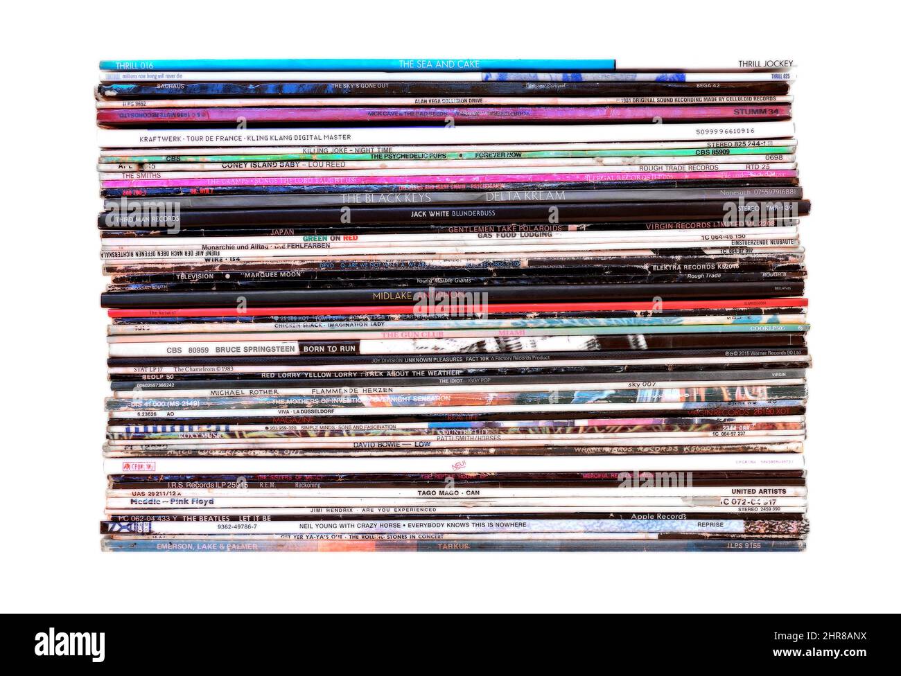 A stack of vinyl records Stock Photo