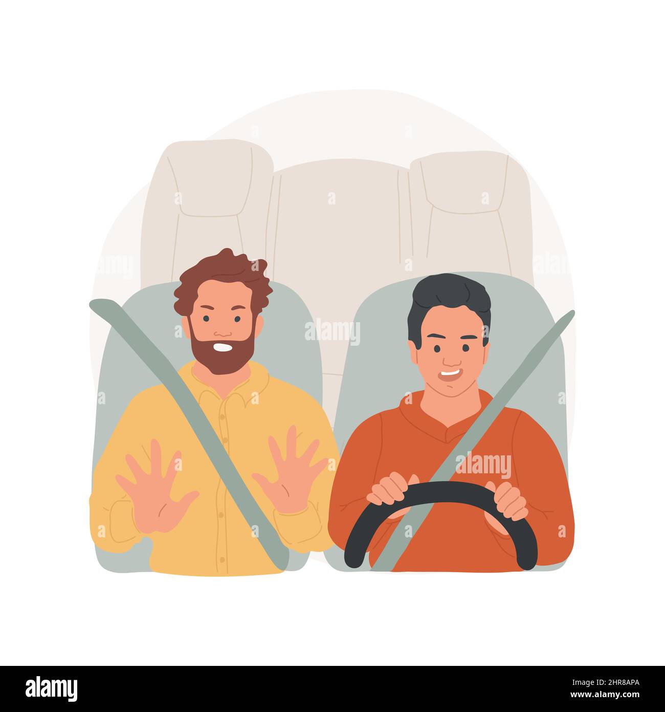 Bad driving isolated cartoon vector illustration. Teenage boy having