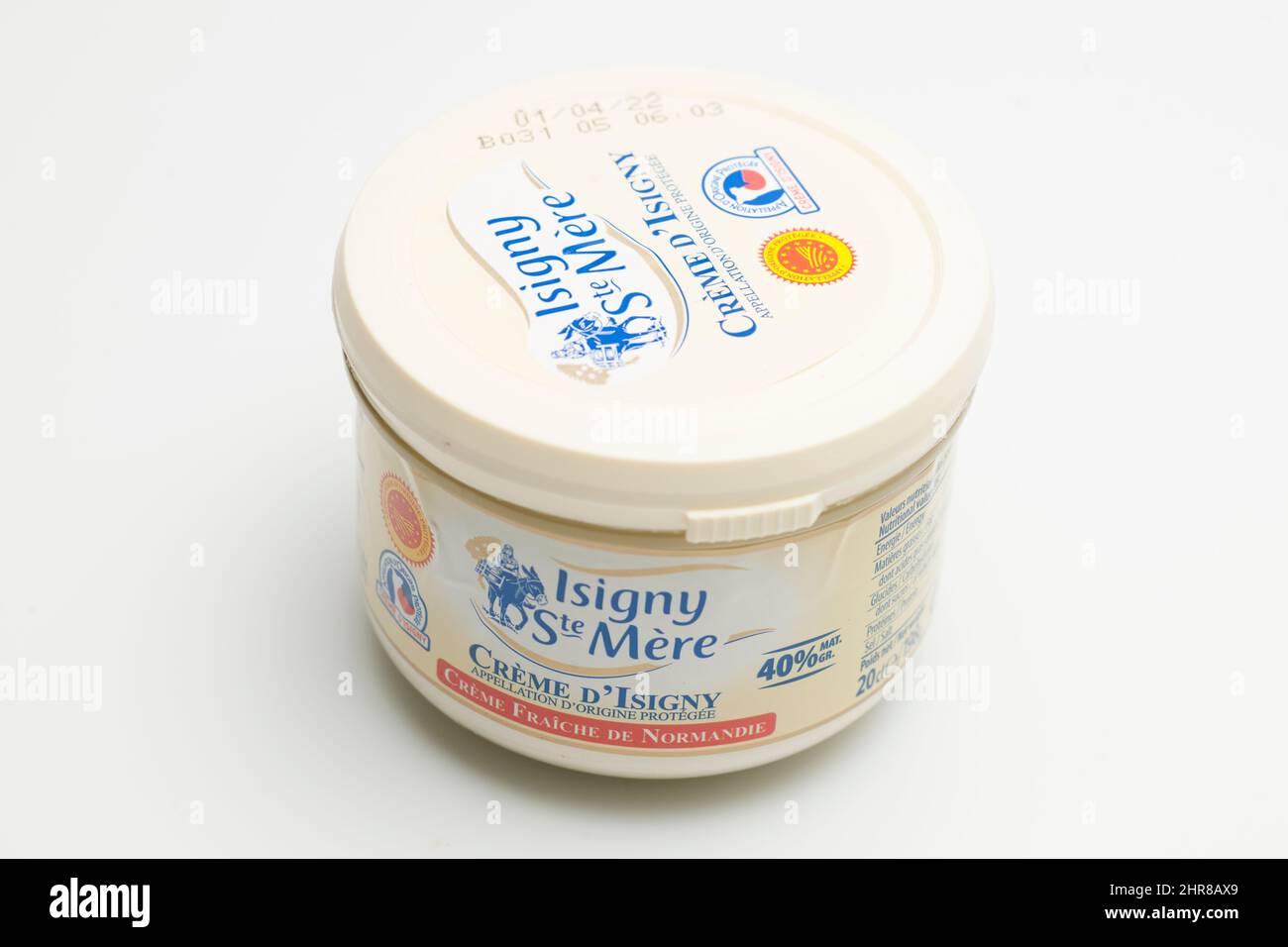 Jar of isigny st mere cream Stock Photo