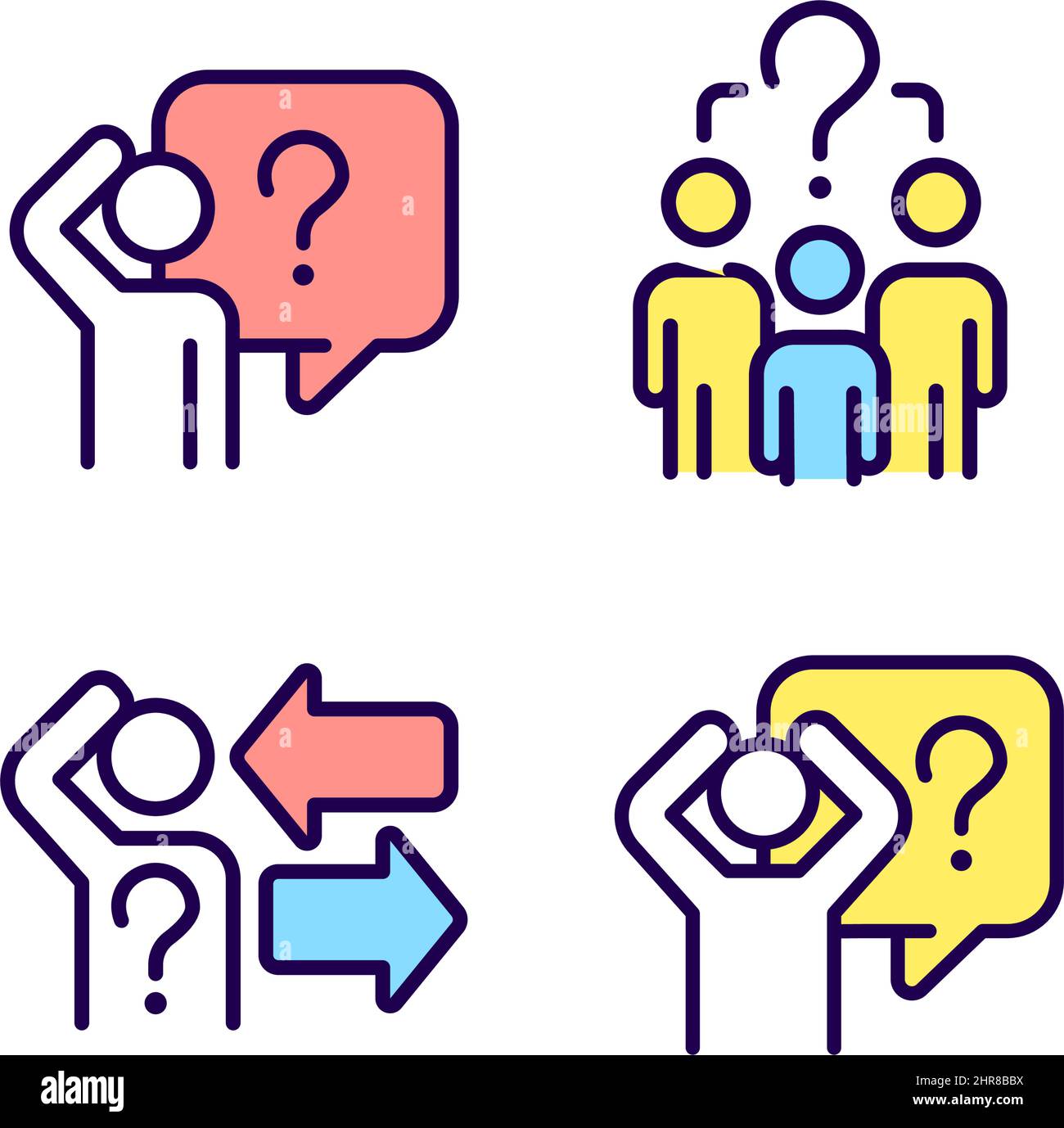 Flat people asking questions Stock Vector Images - Alamy