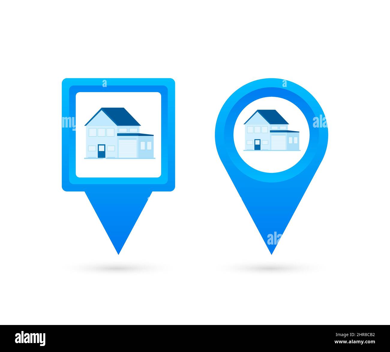 Map pointer with House. Pin Point Home. Vector stock illustration. Stock Vector