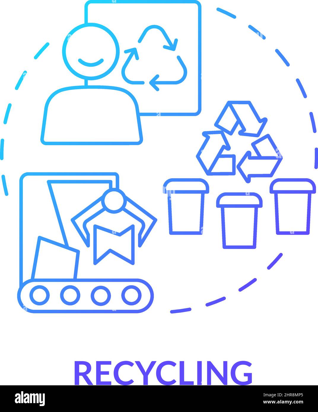 Recycling blue gradient concept icon Stock Vector
