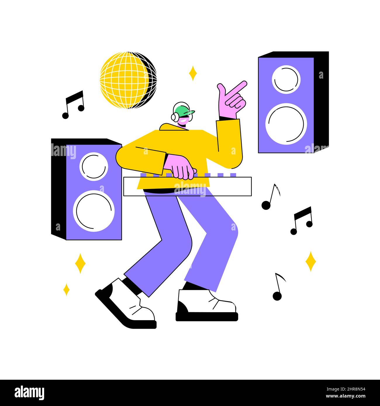 Electronic music abstract concept vector illustration. DJ set, school