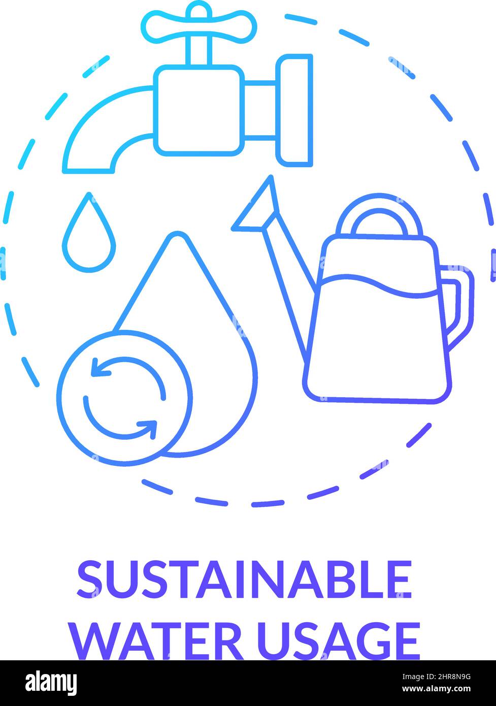 Sustainable water usage blue gradient concept icon Stock Vector Image