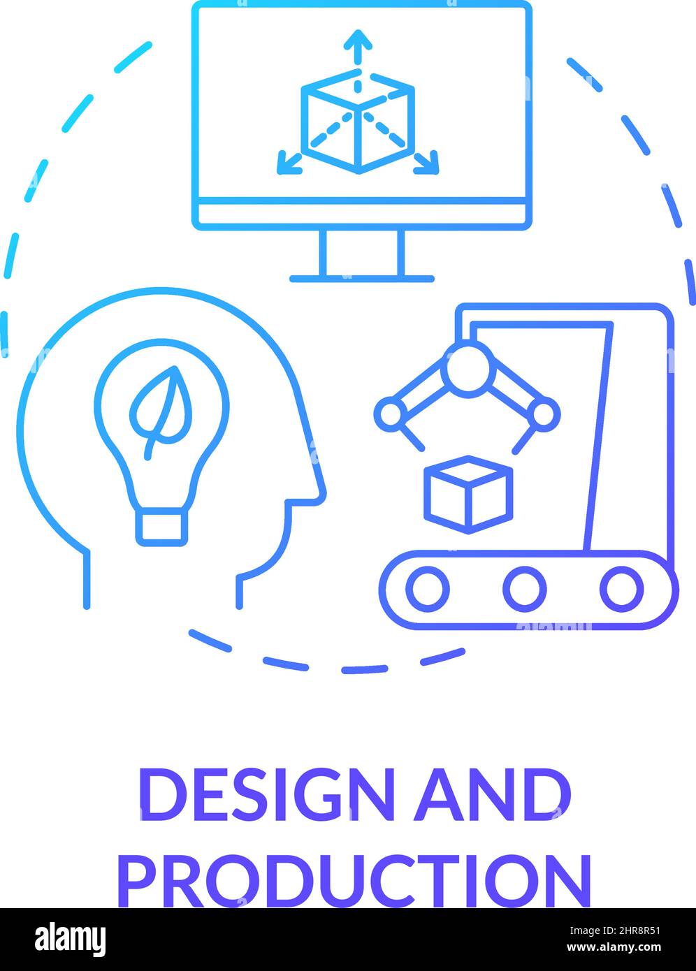 Design and production blue gradient concept icon Stock Vector Image ...