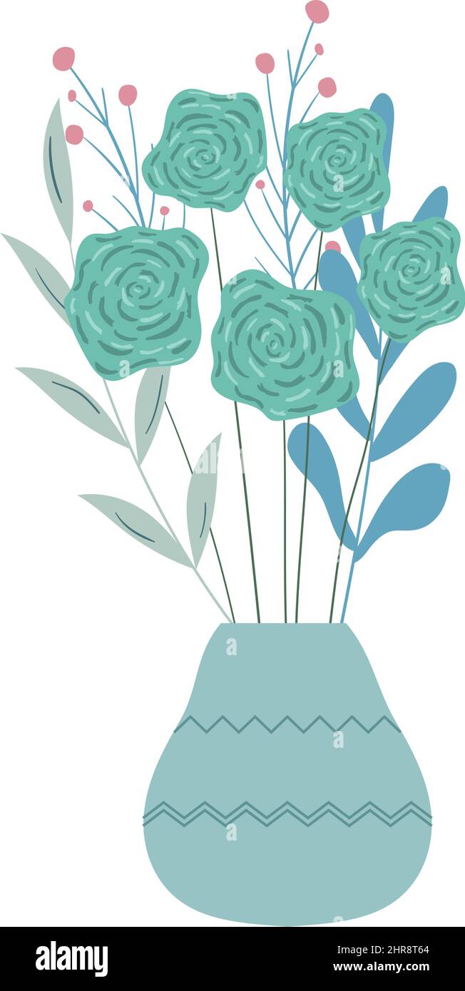 Wild flowers in vase isolated on white background Stock Vector Image ...