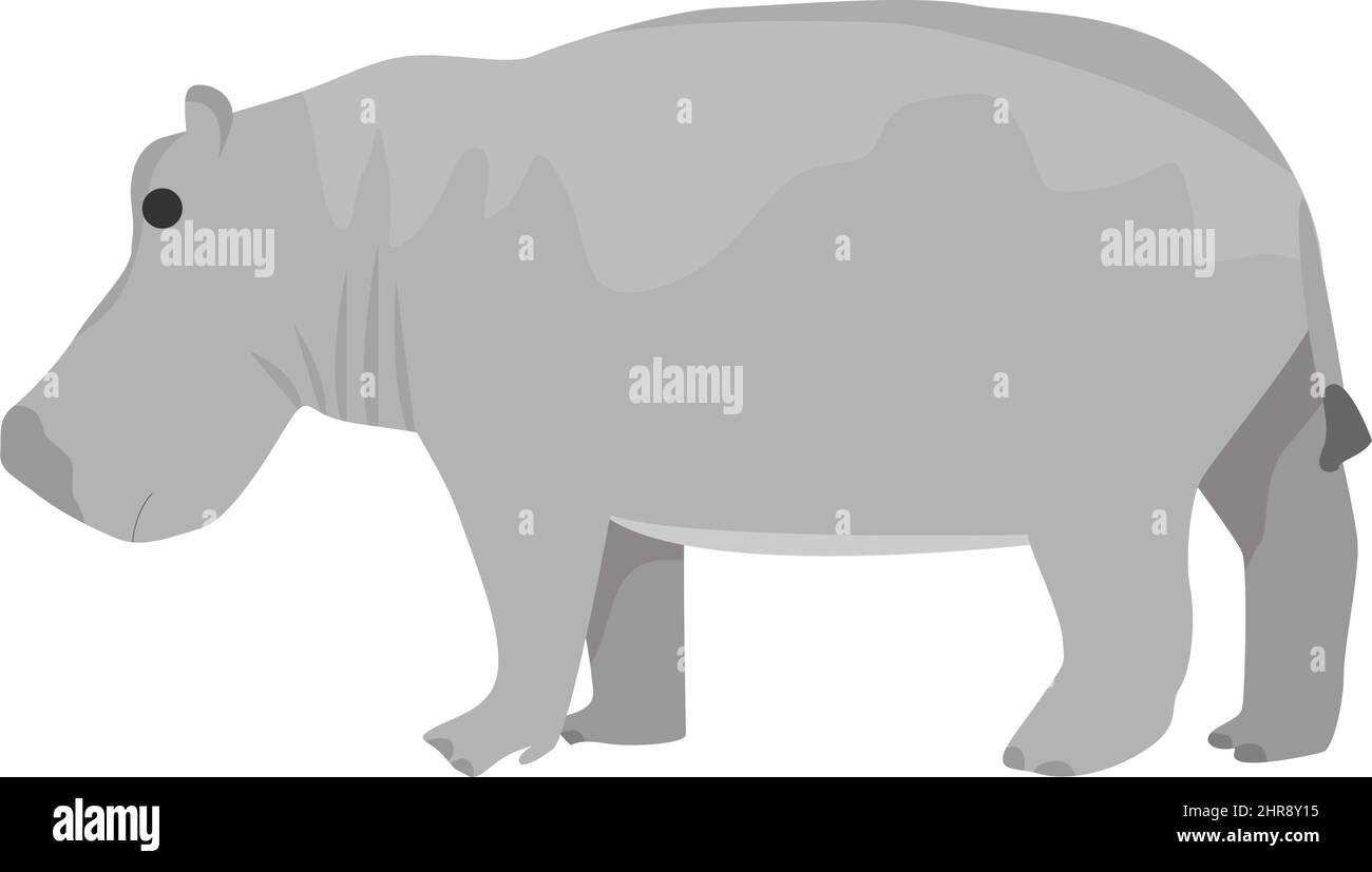African hippopotamus in flat style isolated on white background Stock Vector