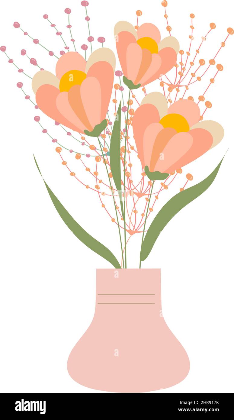 Wild flowers in vase isolated on white background Stock Vector Image