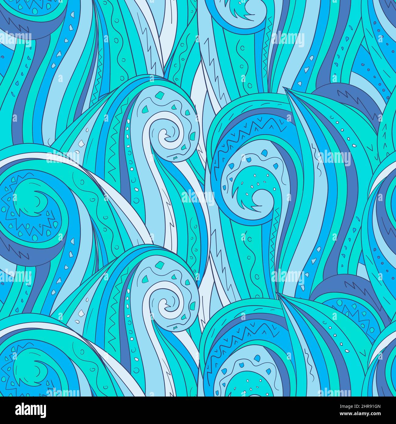 Seamless background with abstract waves. Freehand illustration Stock ...