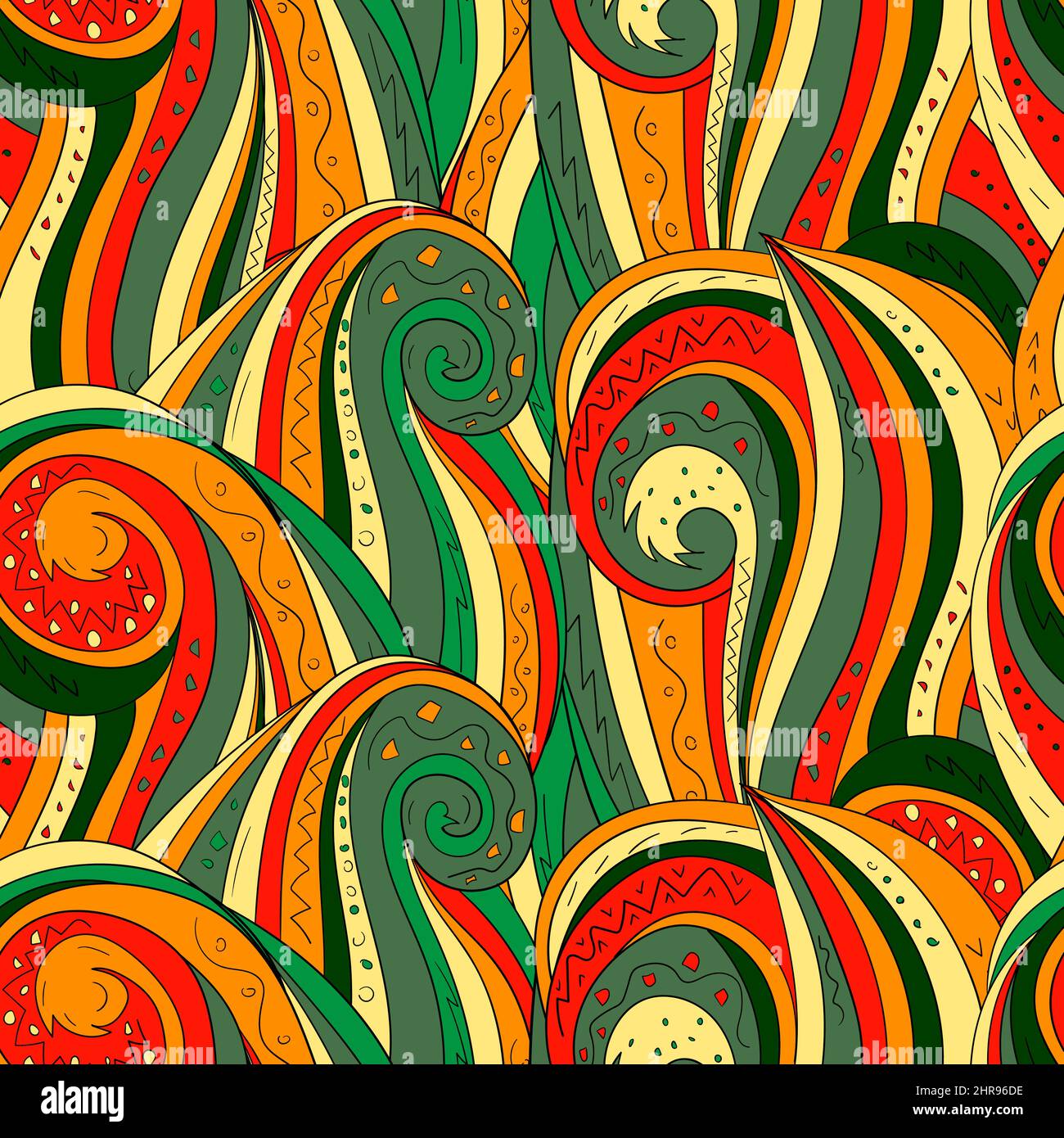 Seamless background with abstract waves. Freehand illustration Stock ...