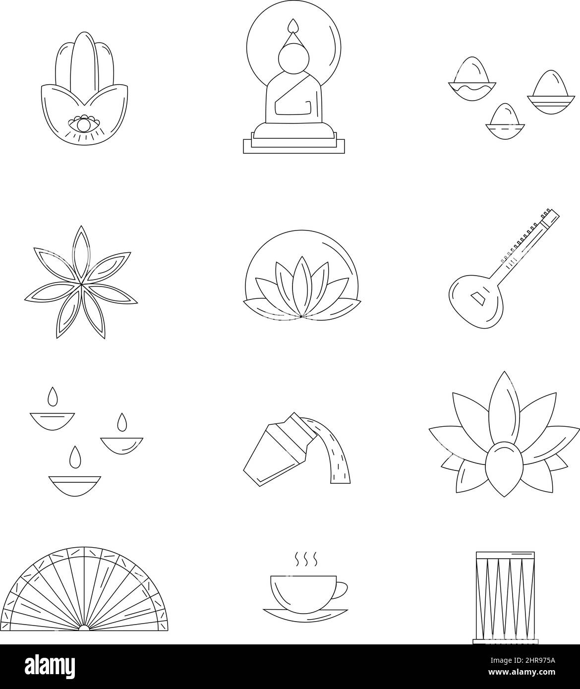 India Symbols , Thin Line and Pixel Perfect Icons Stock Vector