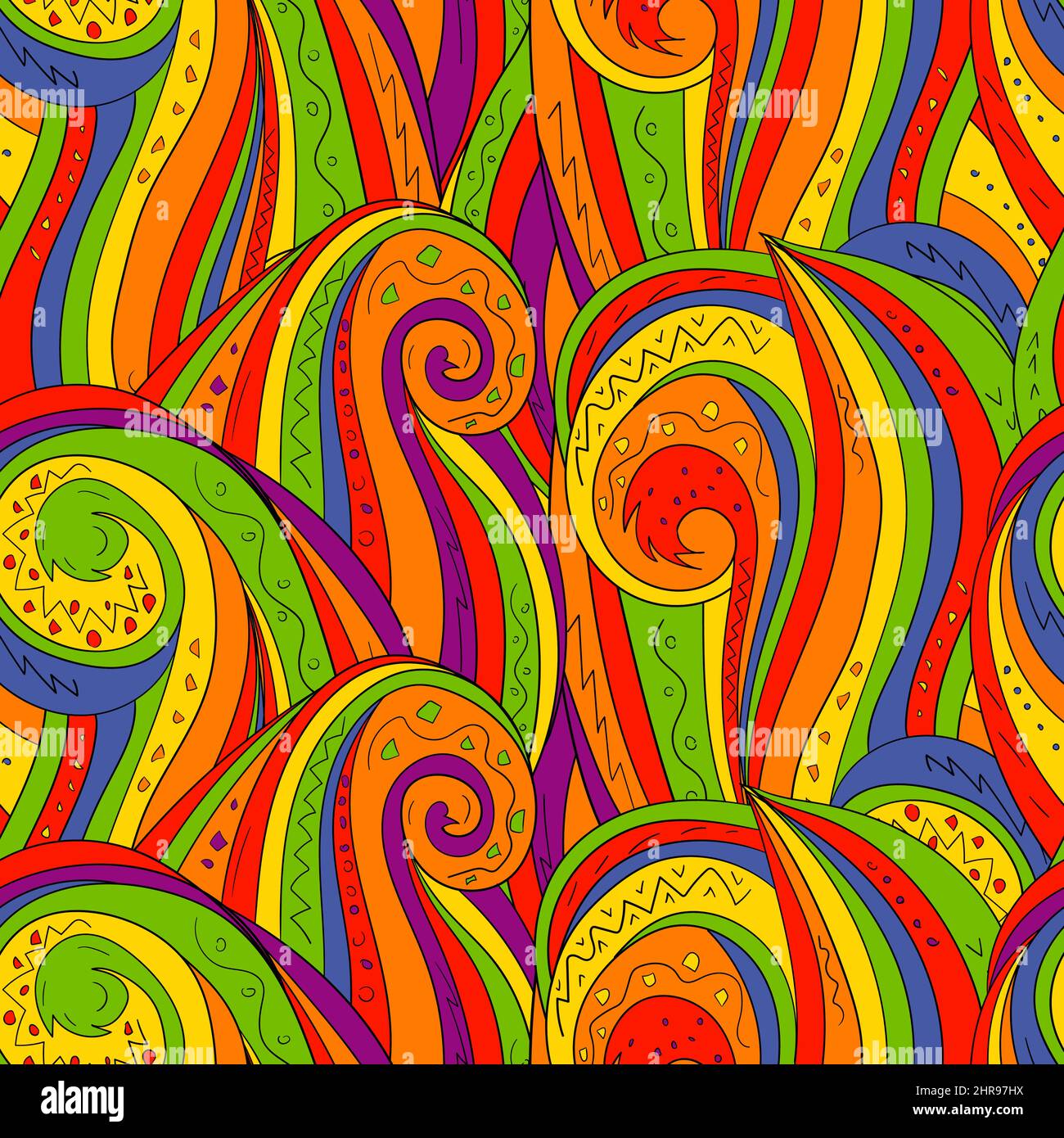 Seamless background with abstract waves. Freehand illustration Stock ...