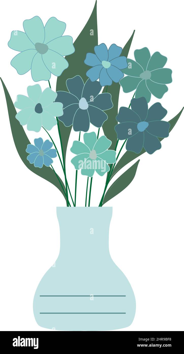 Wild flowers in vase isolated on white background Stock Vector Image ...