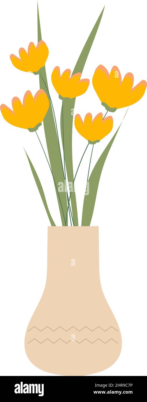 Wild flowers in vase isolated on white background Stock Vector Image ...