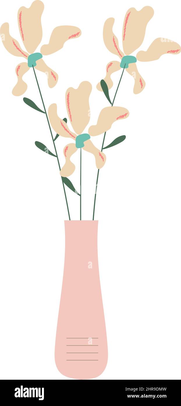 Wild flowers in vase isolated on white background Stock Vector Image