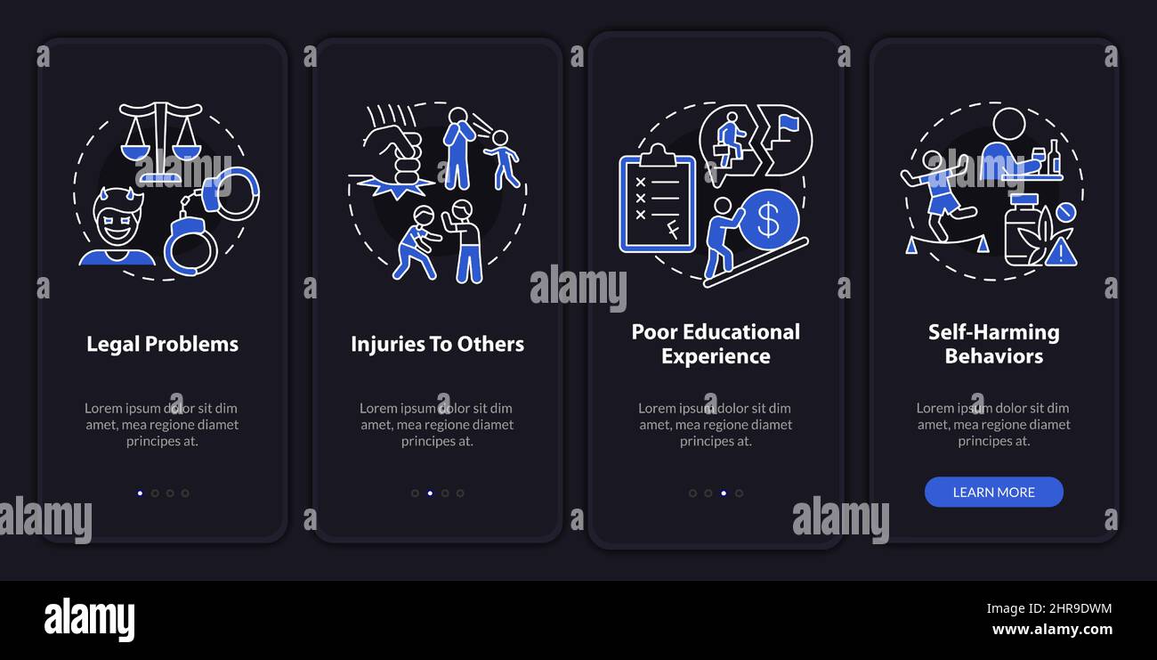Effects of conduct disorder night mode onboarding mobile app screen ...