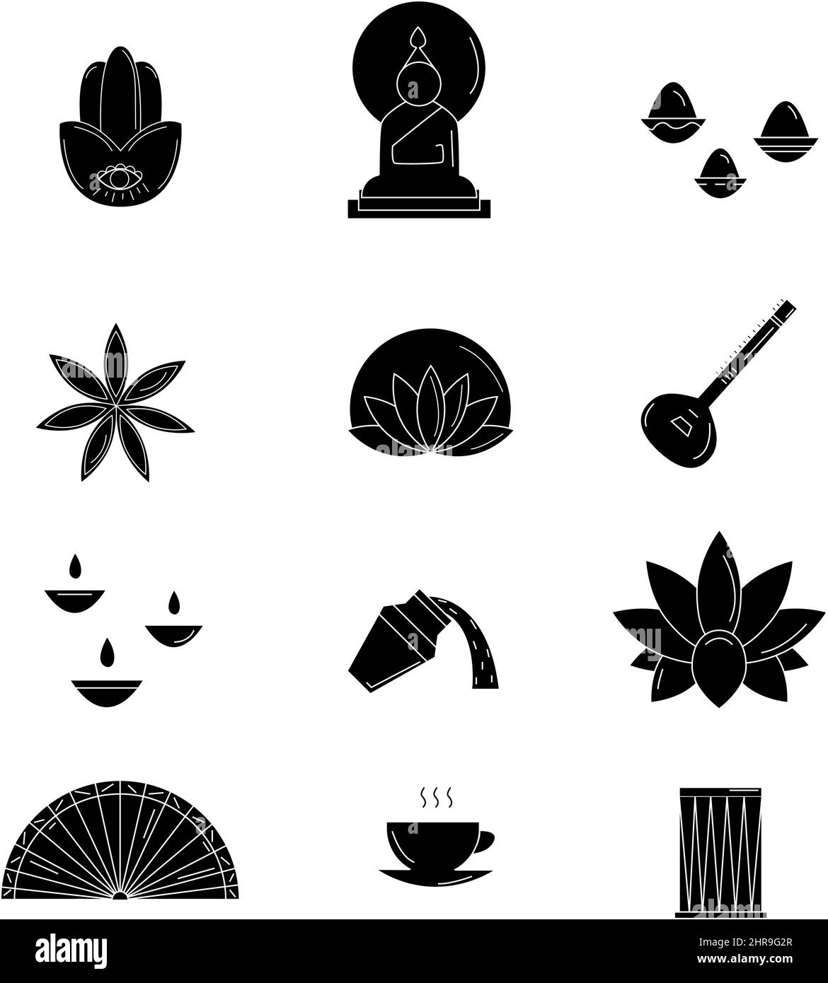India  Symbols Silhoutte Icon Stock Vector