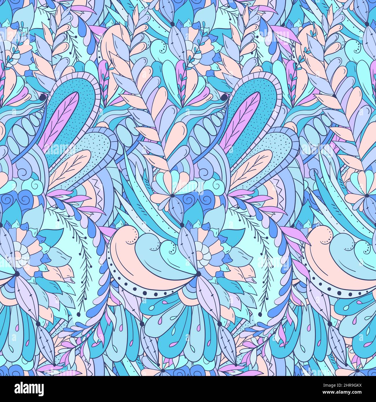 Seamless pattern background with abstract flowers, leaves Stock Vector ...