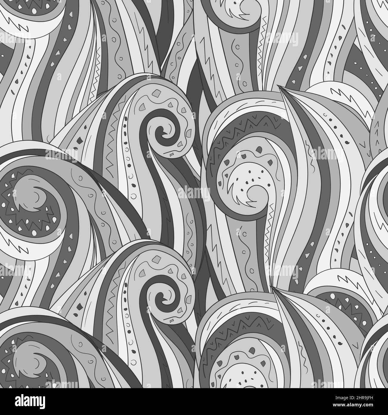 Seamless background with abstract waves. Freehand illustration Stock ...