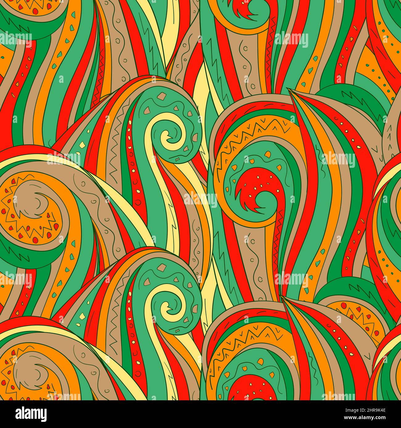 Seamless background with abstract waves. Freehand illustration Stock ...