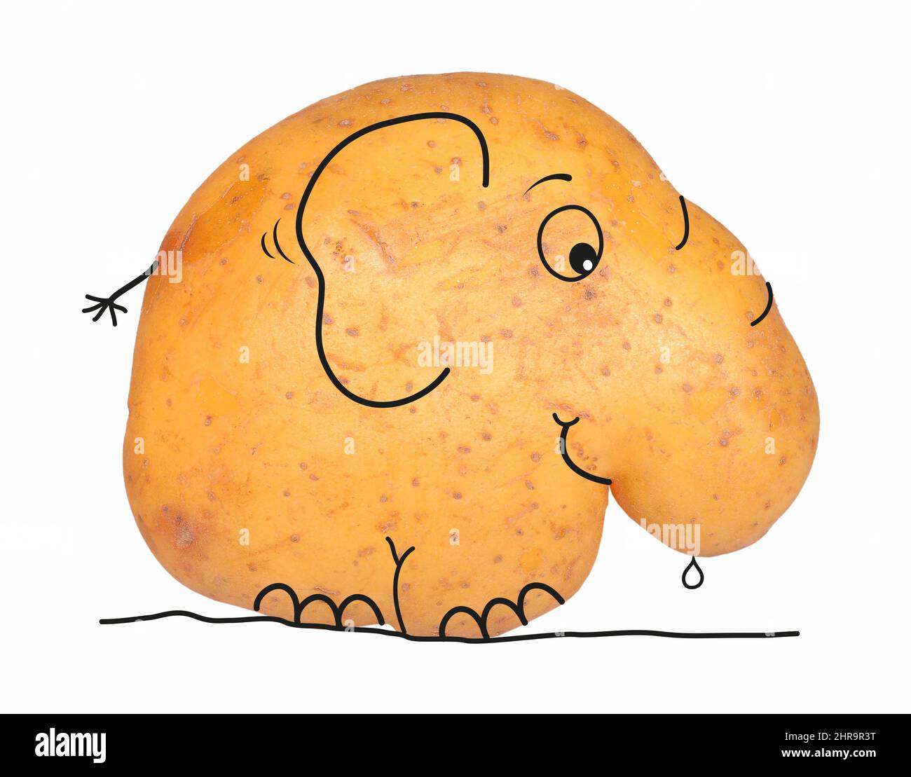 Crooked potato as a cartoon character Stock Photo