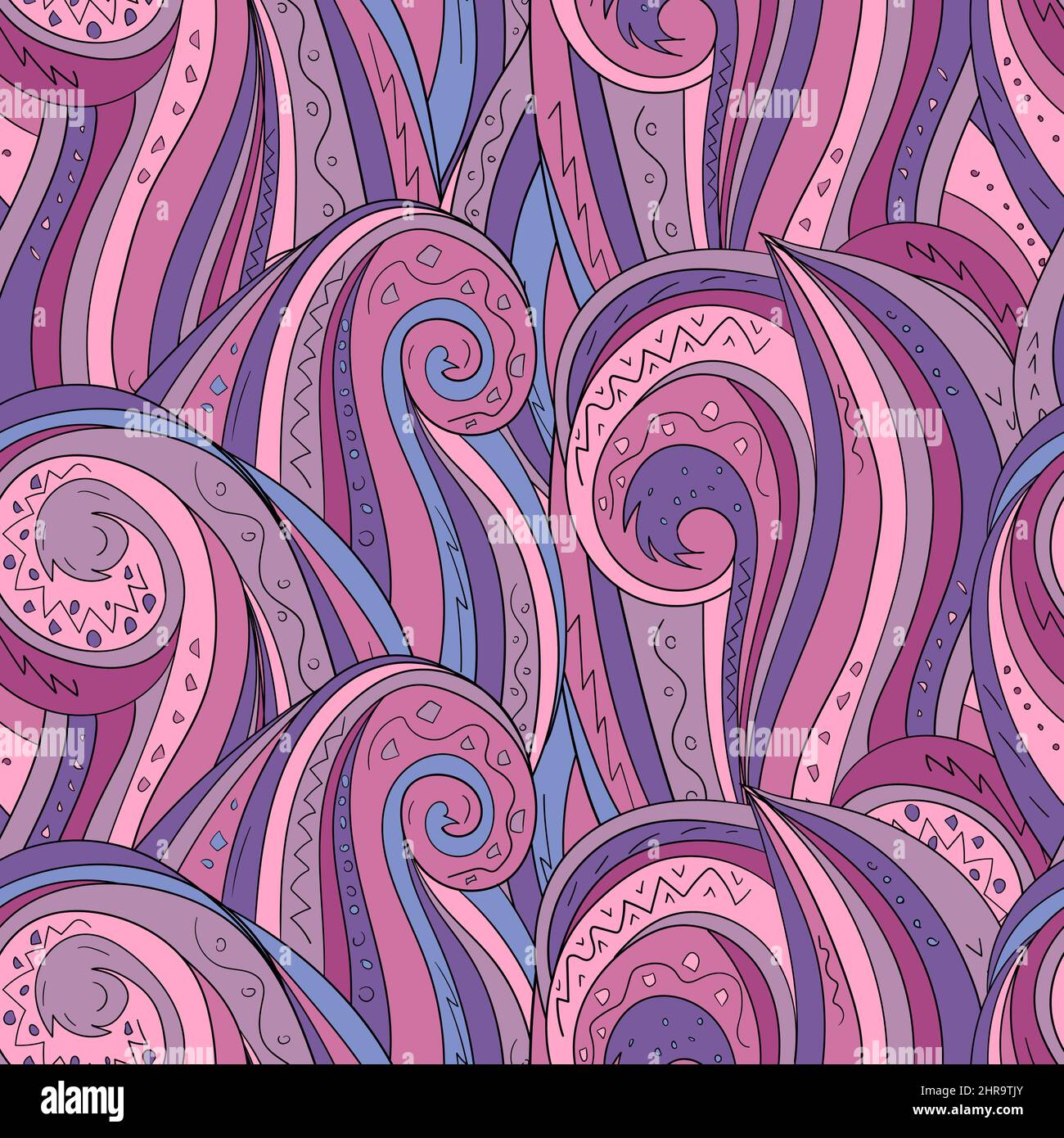 Seamless background with abstract waves. Freehand illustration Stock ...