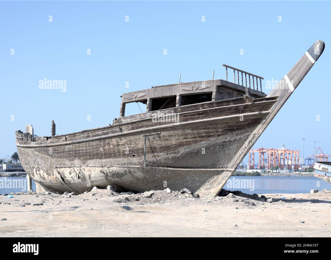 Old wooden fishing boat in Jeddah boat yard Stock Photo - Alamy